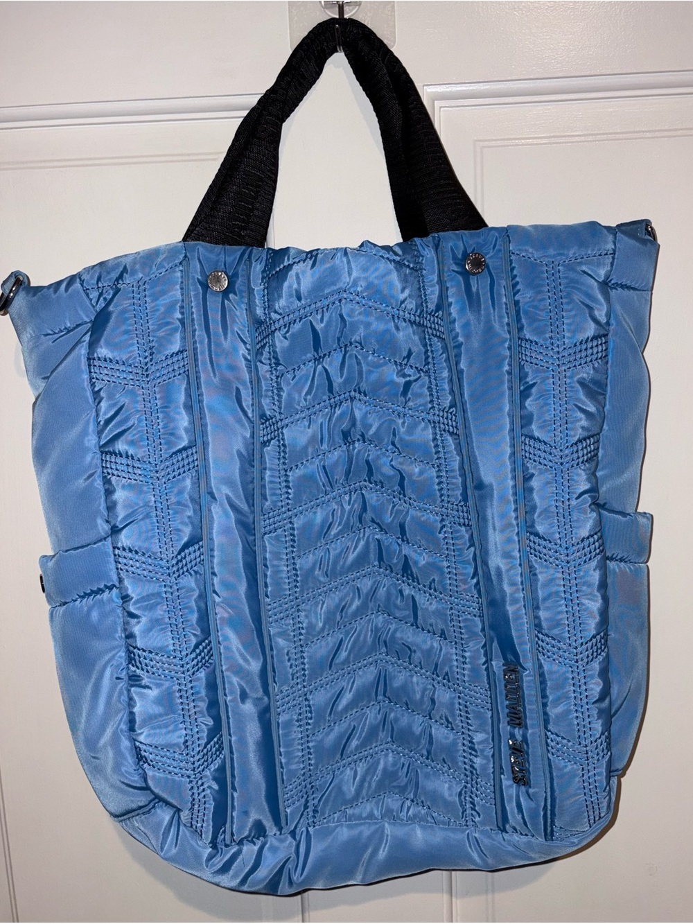 Steve Madden Quilted Nylon Tote Bag, Vibrant Blue Color